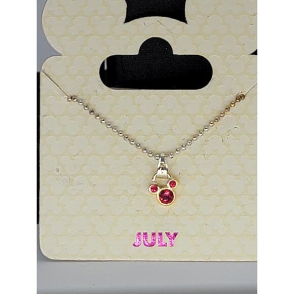 July Birthstone Minnie Mouse Necklace – Ruby Red Charm